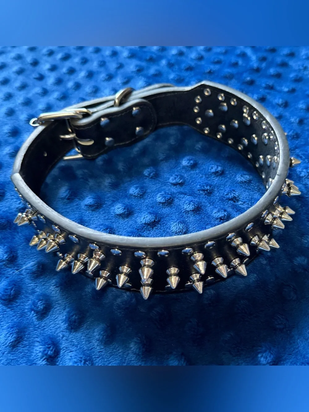 Black Spiked Leather Collar